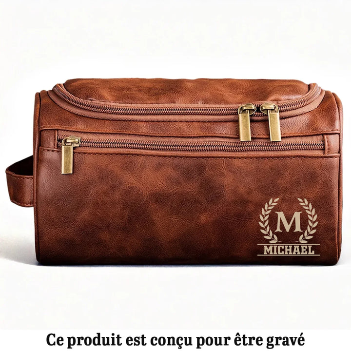 Trousse De Toilette En Cuir Gravée Personnalisée – Cadeaux D’Anniversaire Personnalisés Pour Papa, Frère, Grand-Père, Mari - Lien Intemporel Amour Infini