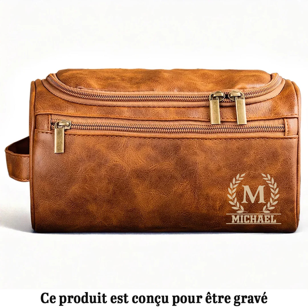 Trousse De Toilette En Cuir Gravée Personnalisée – Cadeaux D’Anniversaire Personnalisés Pour Papa, Frère, Grand-Père, Mari - Lien Intemporel Amour Infini