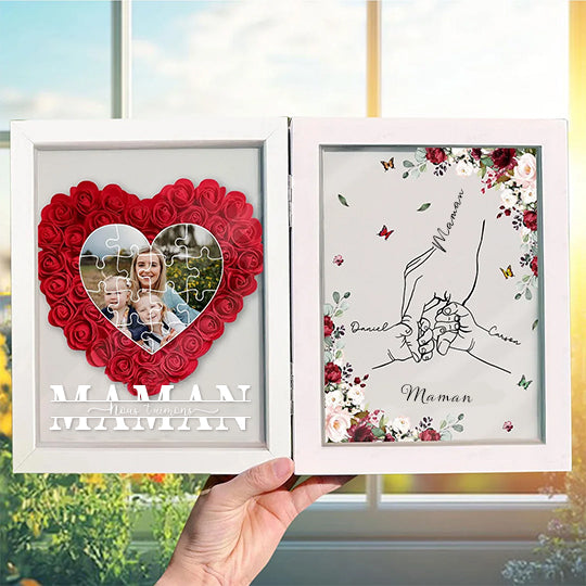 MAMAN, tu es la meilleure maman du monde - Cadre photo personnalisé avec prénoms d'enfants et fleurs