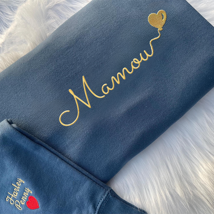🎈Sweat-shirt brodé avec le surnom de maman et un ballon en forme de cœur