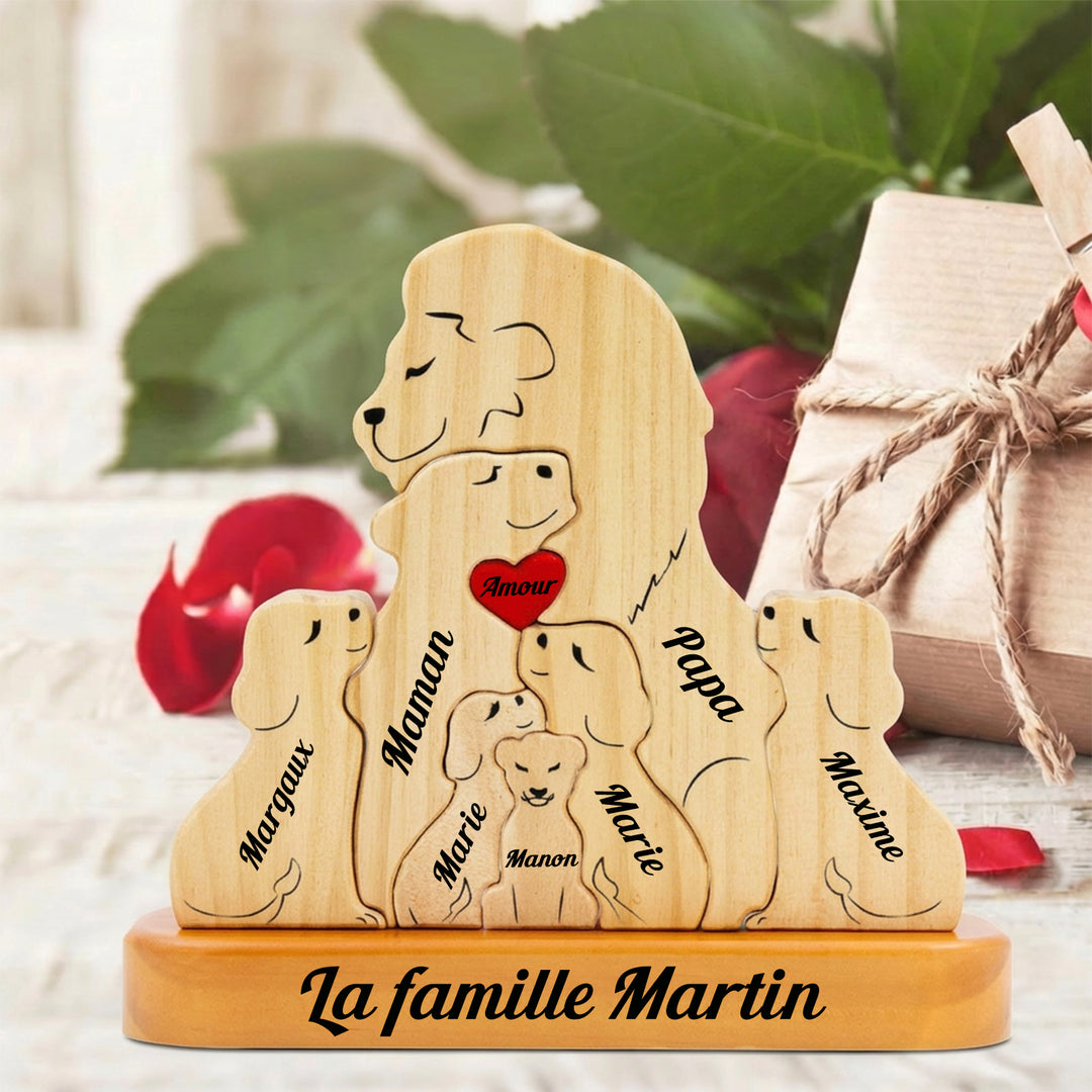 Puzzle personnalisé en bois Famille de lions – Cadeau personnalisés pour famille