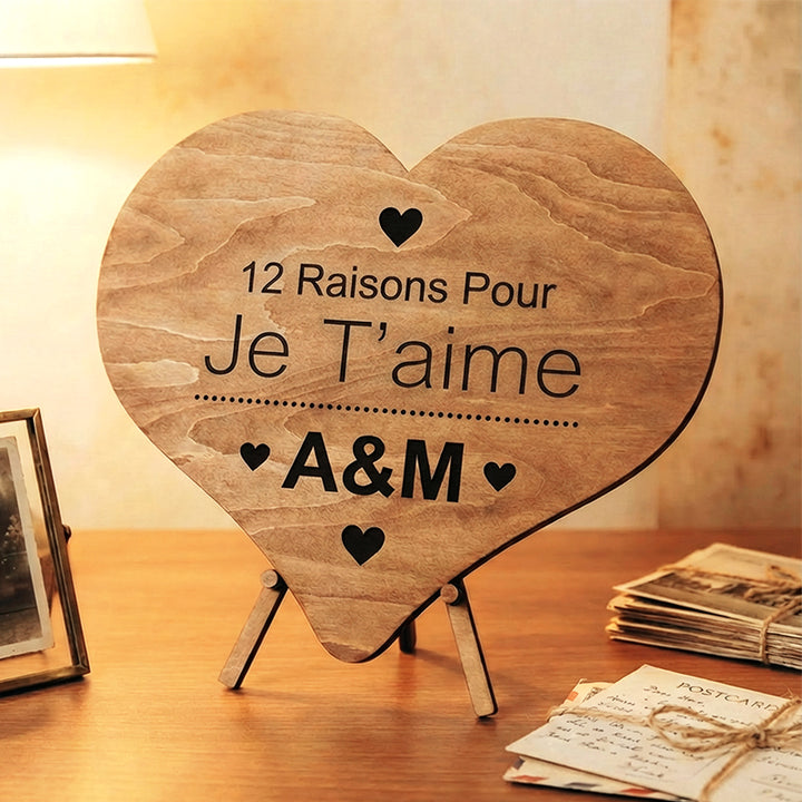 12 raisons pour lesquelles je t'aime - Puzzle en bois unique - Cadeau de Saint-Valentin pour lui/elle