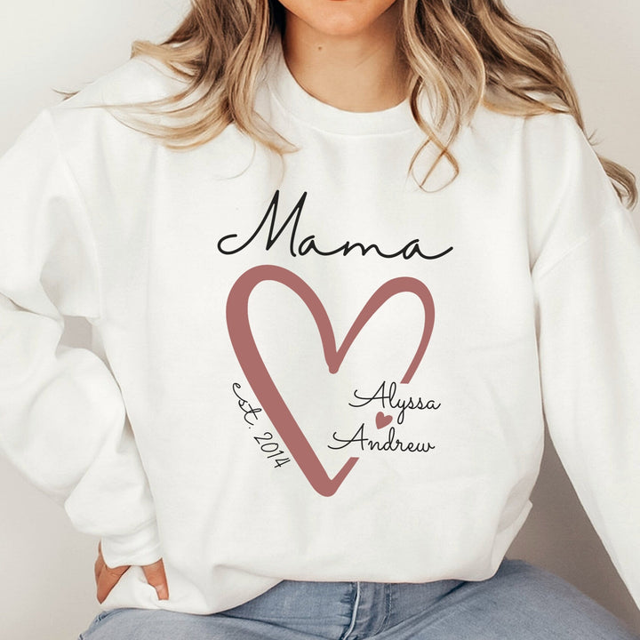 Sweat-shirt Personnalisé avec noms d'enfants - Cadeau unique pour la Fête des Mères