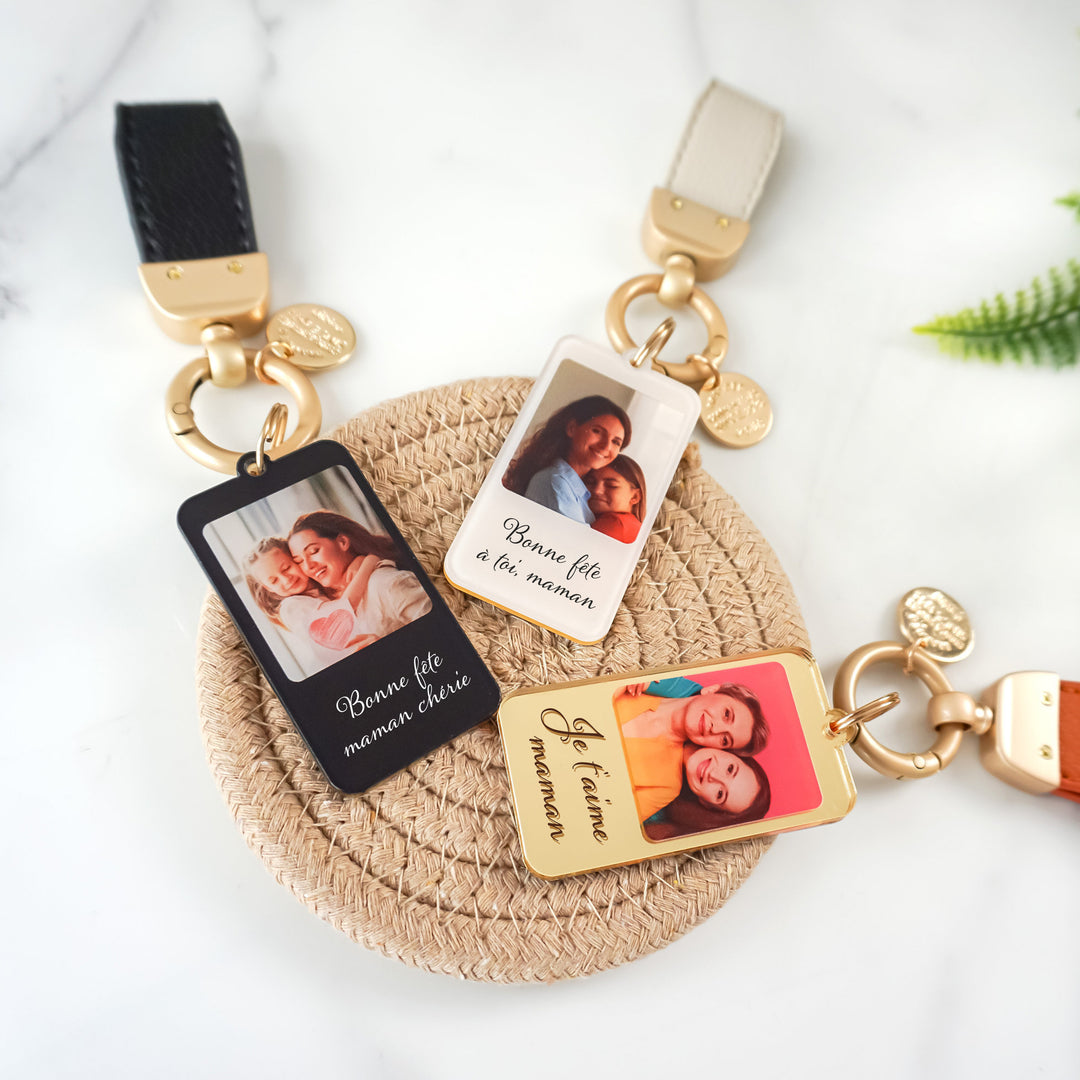 Porte-clés photo personnalisé avec message personnalisé - Porte-clés maman en acrylique