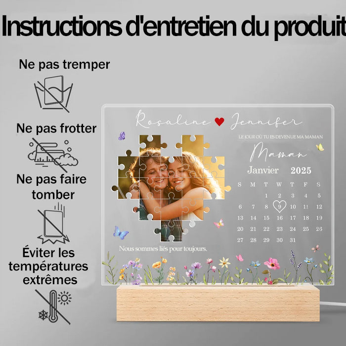 Calendrier photo personnalisé Le jour où tu es devenue ma mère Nuit de lumière