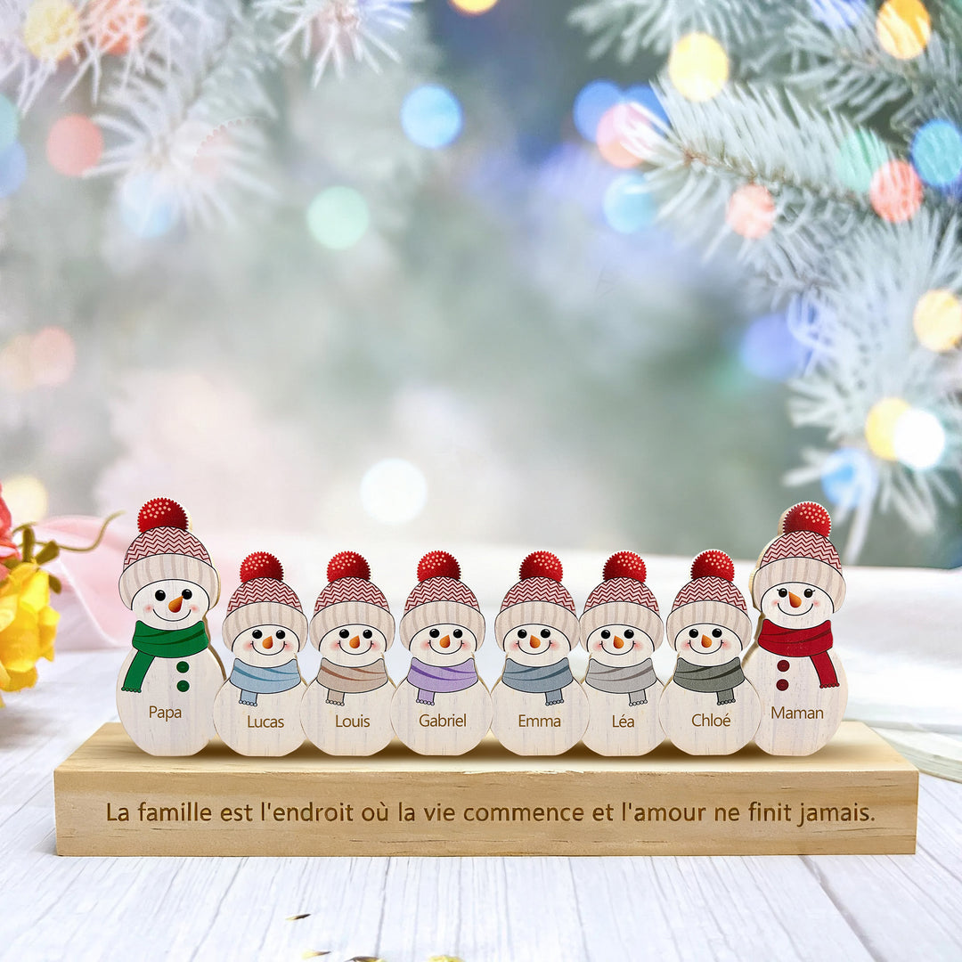 Puzzle de Noël personnalisé en bois, bonhomme de neige, cadeaux pour la famille