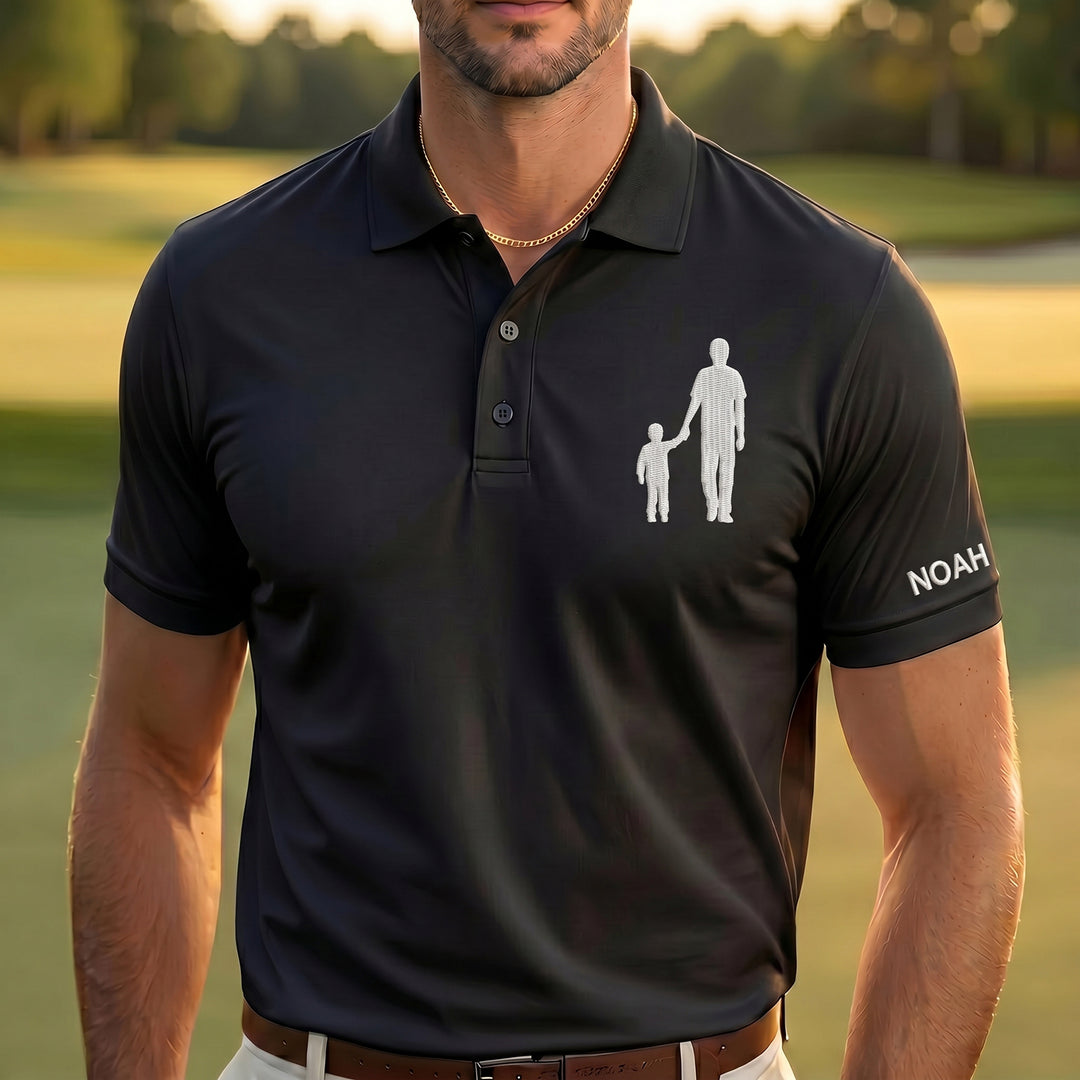 Un polo monochrome uni à portrait pour les papas – un cadeau pour la fête des pères