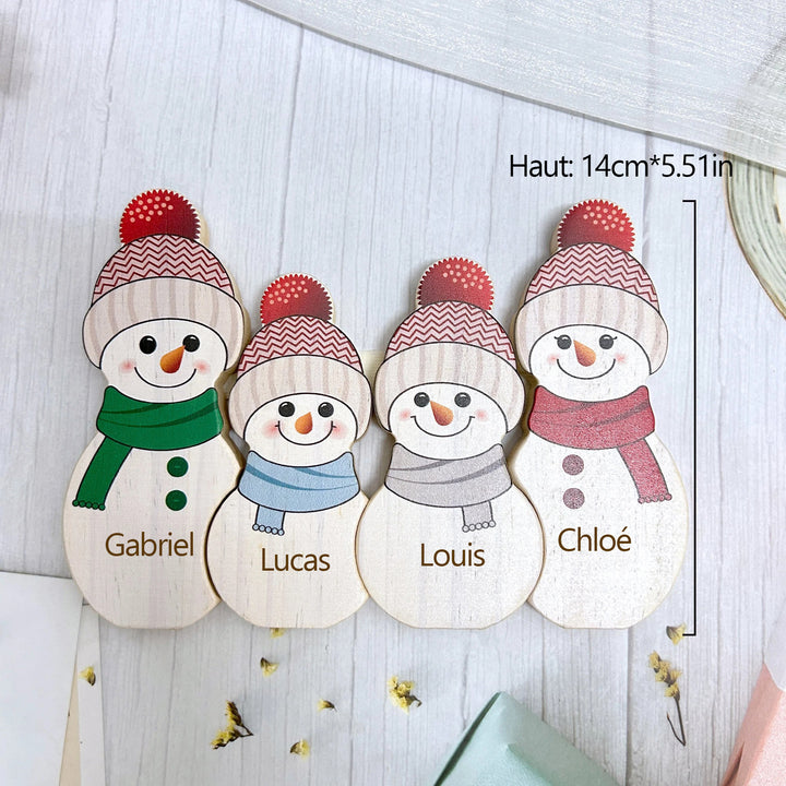 Puzzle de Noël personnalisé en bois, bonhomme de neige, cadeaux pour la famille