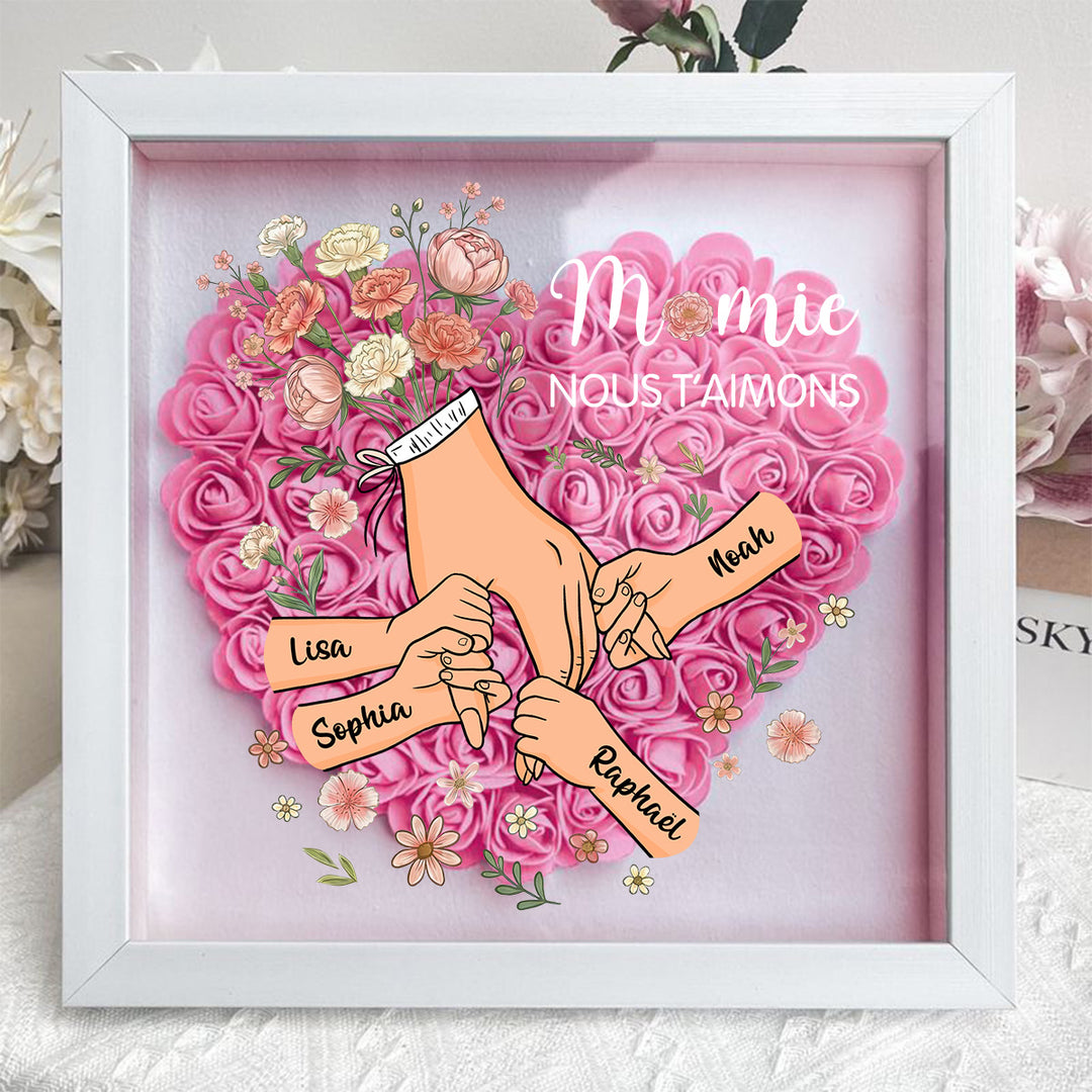 Boîte à fleurs cœur personnalisée avec les prénoms des enfants pour maman