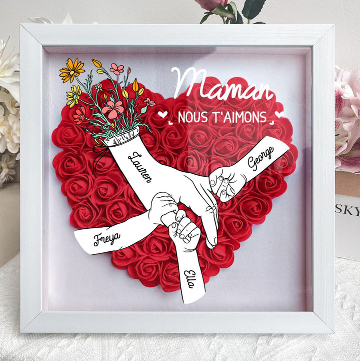 Cadre d'Ombre de Fleurs Personnalisé - Maman, Nous T'aimons