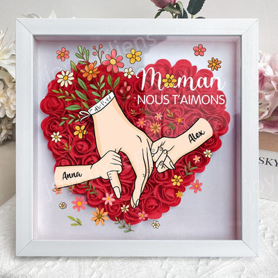 Boîte à fleurs personnalisée en forme de cœur pour maman, boîte à roses avec prénoms d'enfants