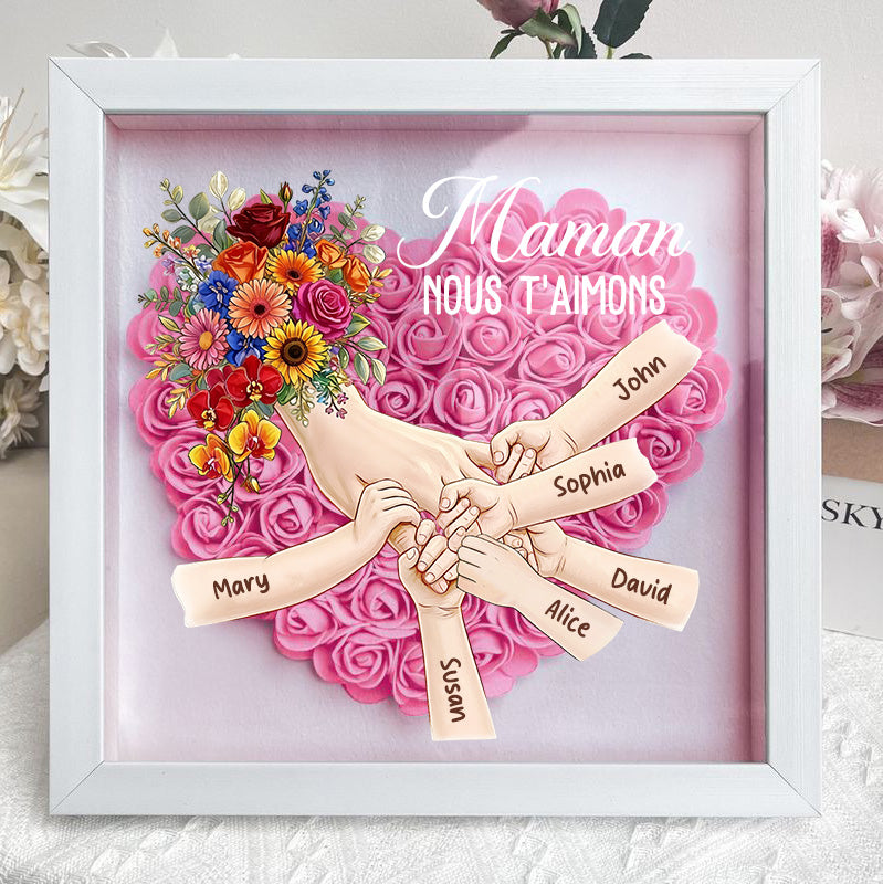 Cadre personnalisé “Maman main dans la main” avec prénoms – Cadeau émouvant pour la Fête des Mères
