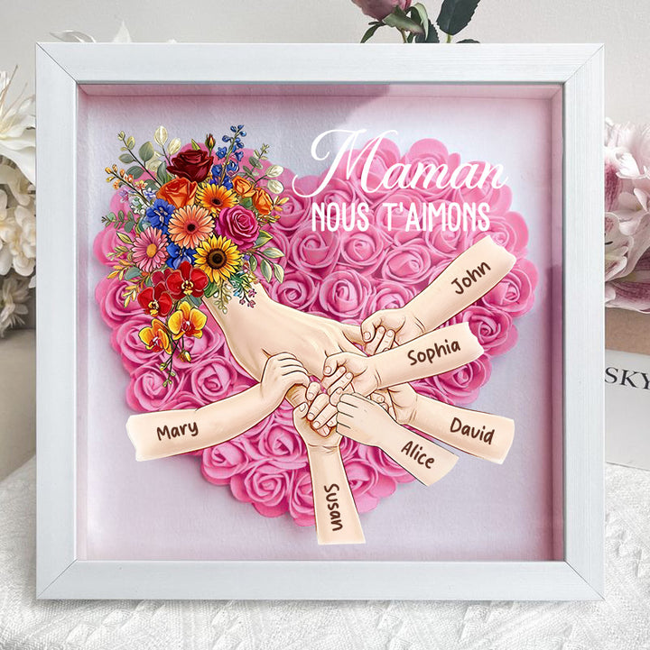 Cadre personnalisé “Maman main dans la main” avec prénoms – Cadeau émouvant pour la Fête des Mères