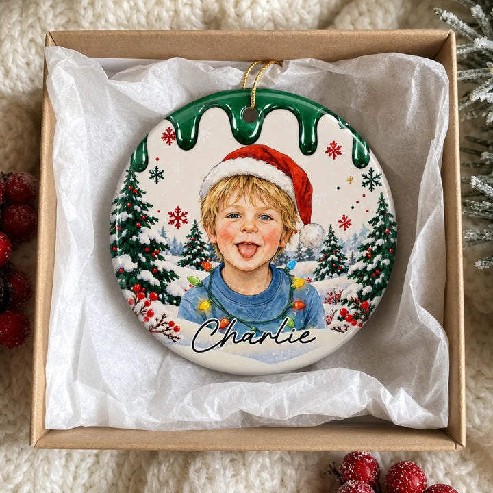 Ornements de Noël personnalisés avec portrait et prénom – Idées cadeaux