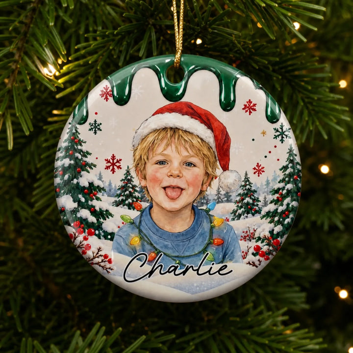 Ornements de Noël personnalisés avec portrait et prénom – Idées cadeaux