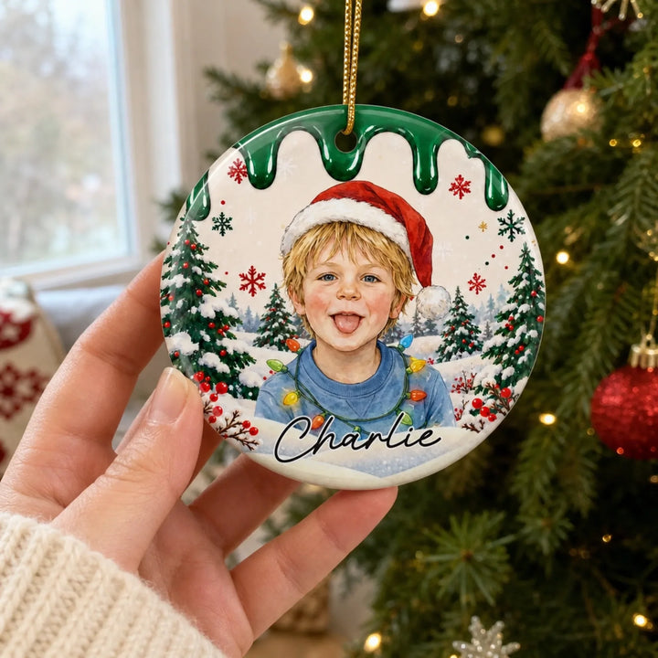 Ornements de Noël personnalisés avec portrait et prénom – Idées cadeaux
