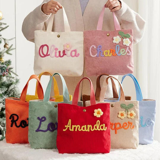 Sac cabas personnalisé avec nom, cadeau pour enfant, cadeau de Noël