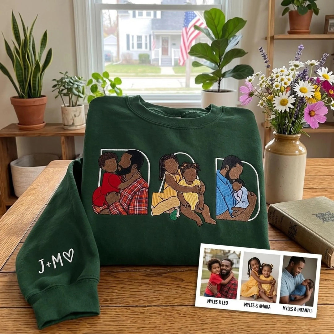 T-shirt, sweat-shirt ou hoodie personnalisé avec photo brodée — Cadeau pour la fête des pères