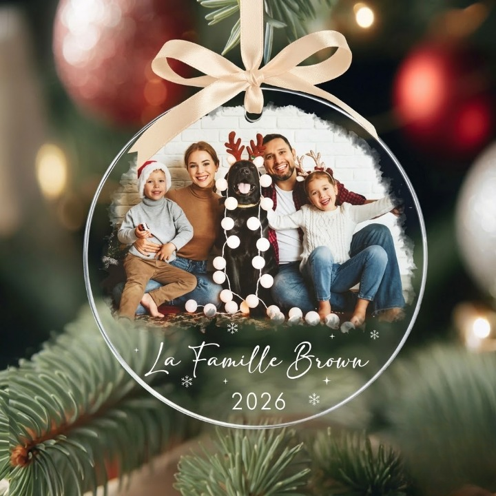 Décorations de Noël personnalisées avec photo, cadeaux de Noël avec photo de famille