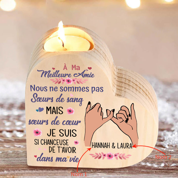 À Ma Meilleure Amie - Bougeoir en Bois sans bougie 2 Prénoms Personnalisé