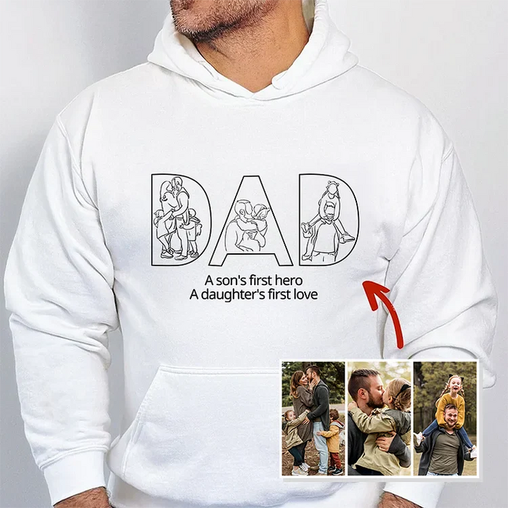 Sweat-shirt « PAPA » brodé d'un contour photo personnalisé — Cadeau pour la fête des pères