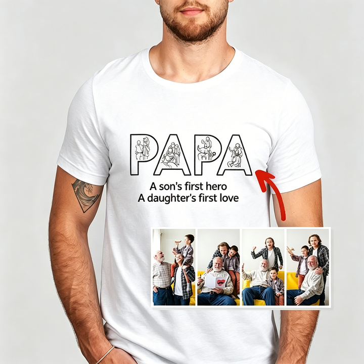 Sweat-shirt « PAPA » brodé d'un contour photo personnalisé — Cadeau pour la fête des pères