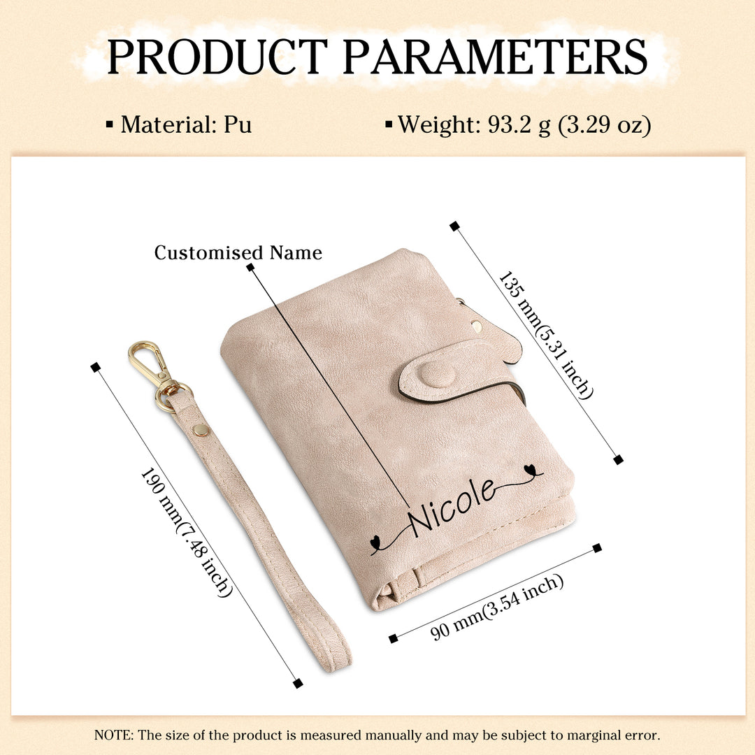 Portefeuille Fleur de naissance 1 Prénom et Photo Personnalisés avec Date Porte-Monnaie Carte pour Femmes