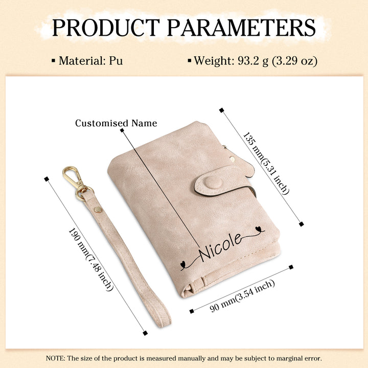 Portefeuille Fleur de naissance 1 Prénom et Photo Personnalisés avec Date Porte-Monnaie Carte pour Femmes