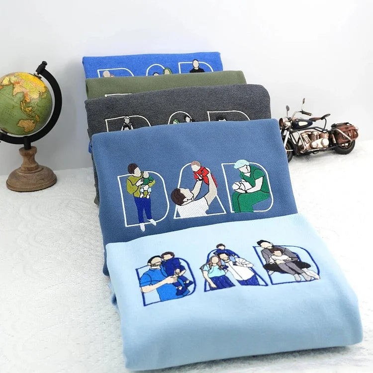 T-shirt, sweat-shirt ou hoodie personnalisé avec photo brodée — Cadeau pour la fête des pères