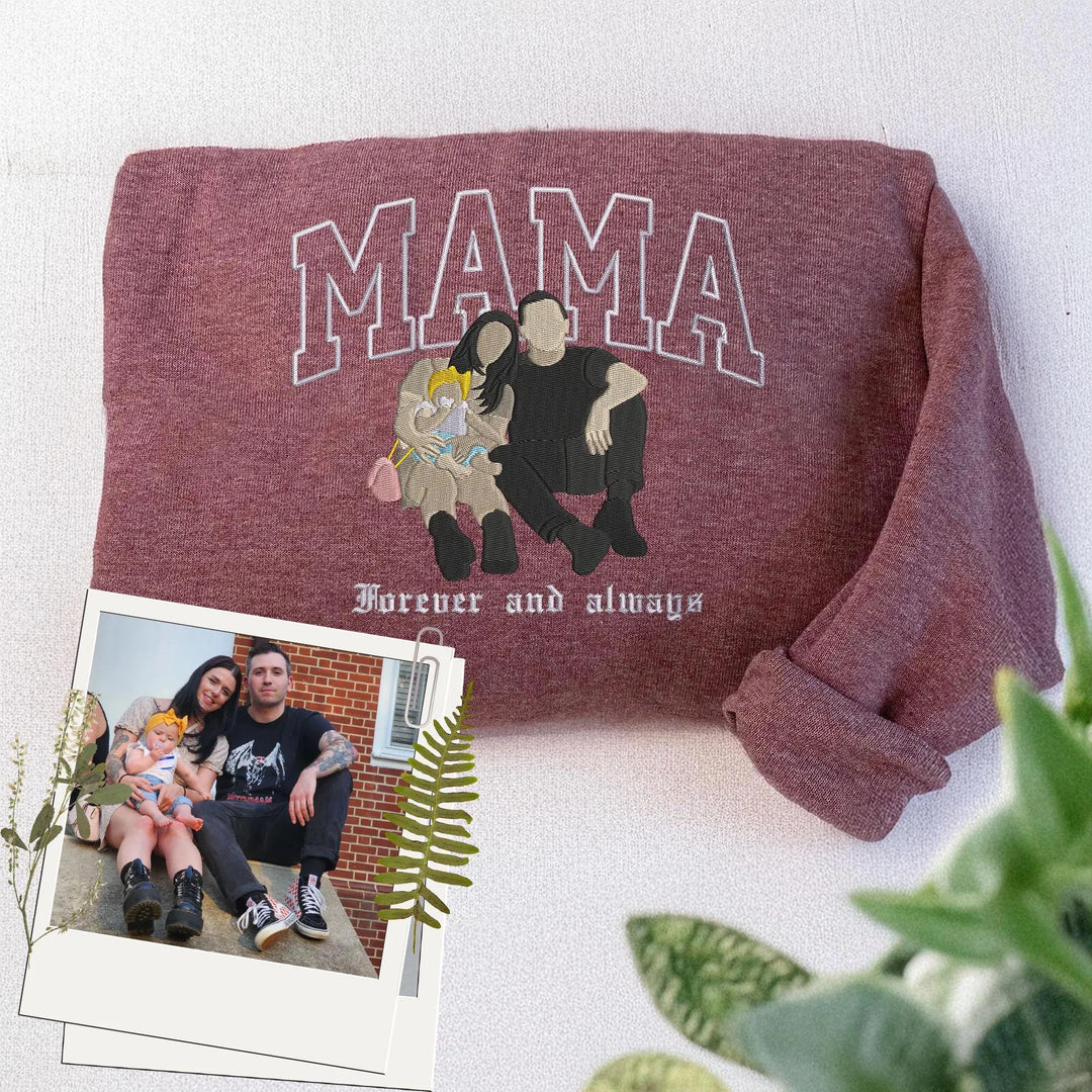 Sweat-shirt personnalisé brodé avec photo pour maman