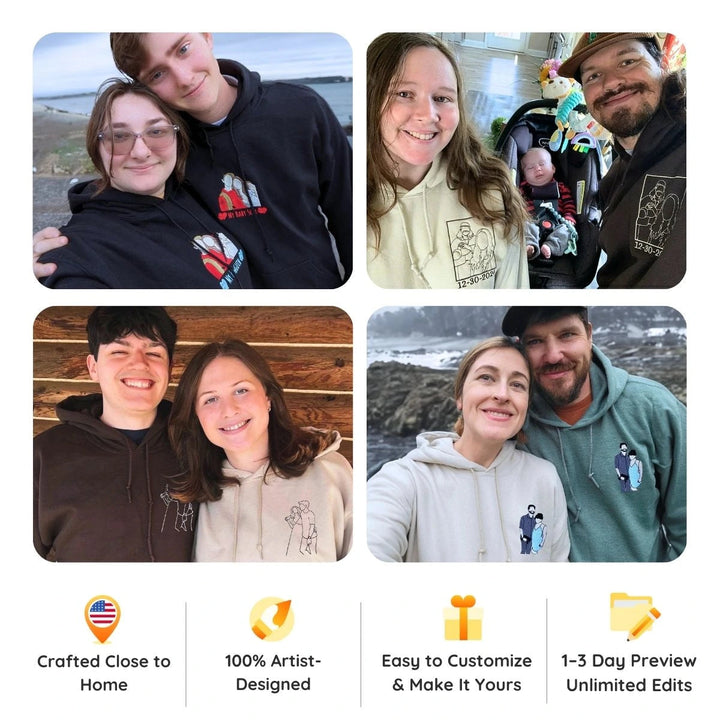 T-shirt, sweat-shirt ou hoodie personnalisé avec portrait d'anniversaire d'amour pour couple