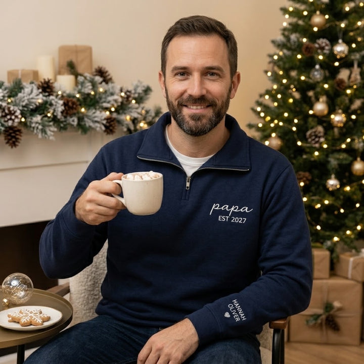 Sweat-shirt à quart de zip personnalisés pour maman et papa, cadeaux pour maman et papa