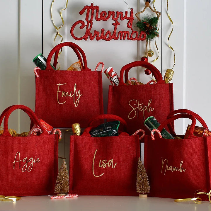 Sac cadeau de Noël brodé personnalisé