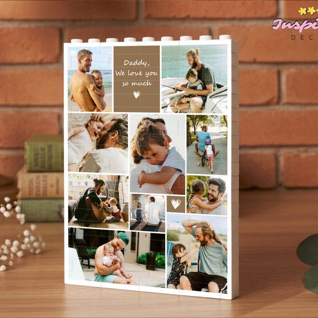 Des blocs de construction pour collage photo personnalisés — un cadeau pour papa