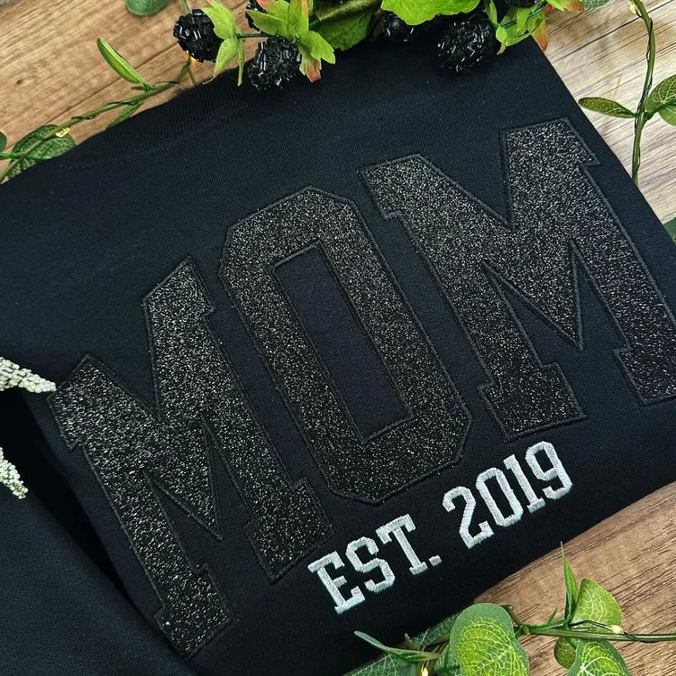 Sweat-shirt personnalisé à paillettes avec appliques pour maman