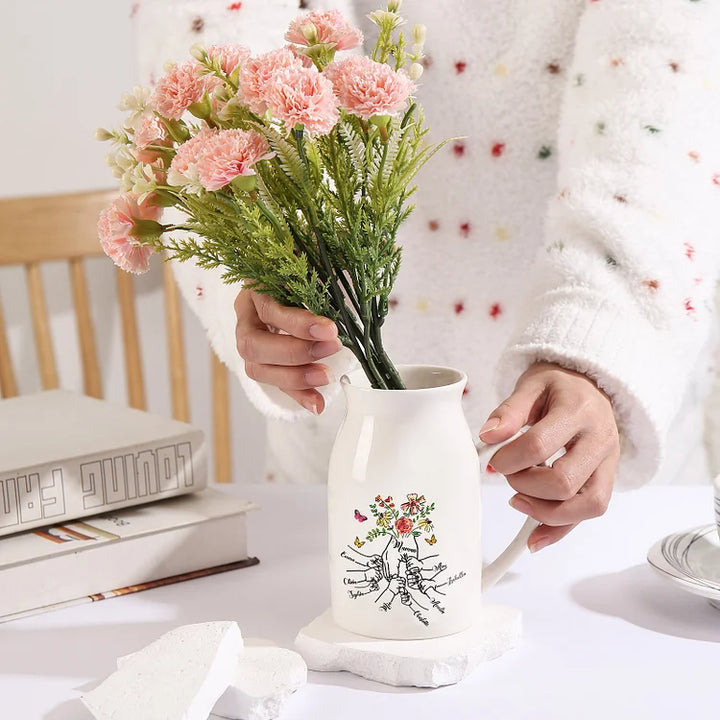 Vase à Fleurs la Main dans la Main 2-8 Prénoms
