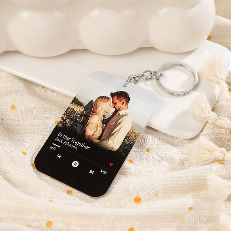 Porte-clés personnalisé en acrylique carré, cadeau romantique pour elle