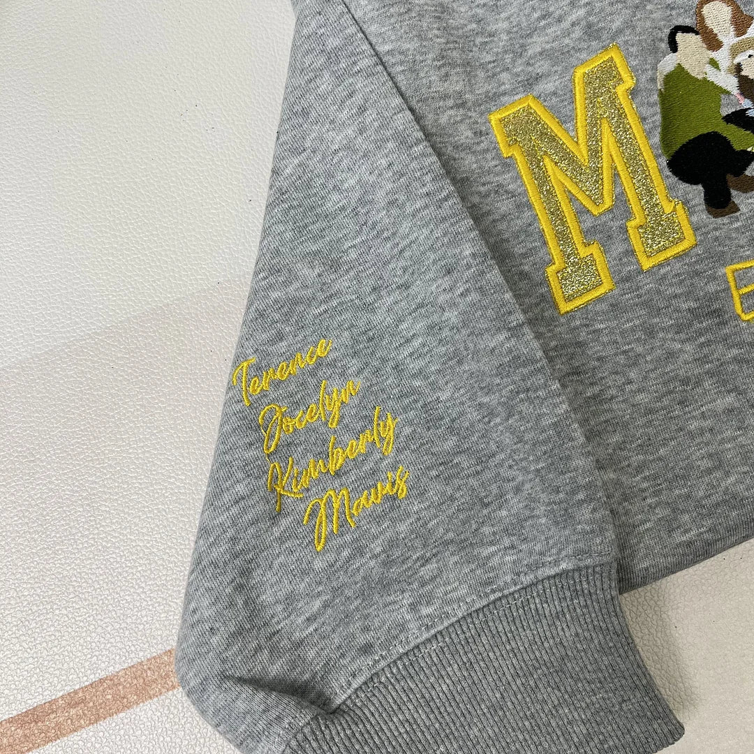 Sweat-shirt personnalisé à paillettes avec photo de famille brodée