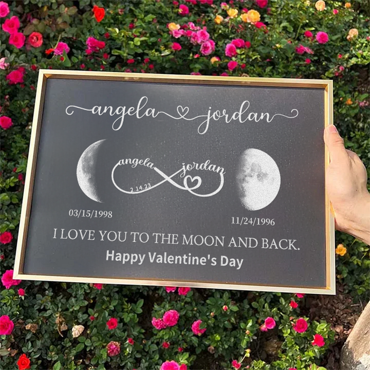 Cadre lune personnalisable avec texte et date