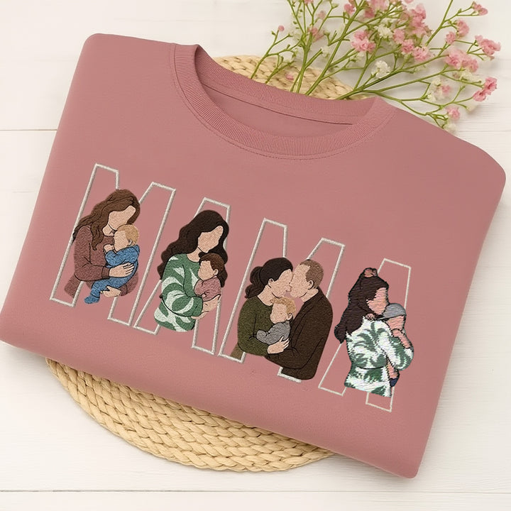 Sweat-shirt/sweat à capuche brodé avec photo personnalisée, cadeau pour maman/famille