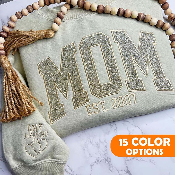 Sweat-shirt personnalisé à paillettes avec appliques pour maman