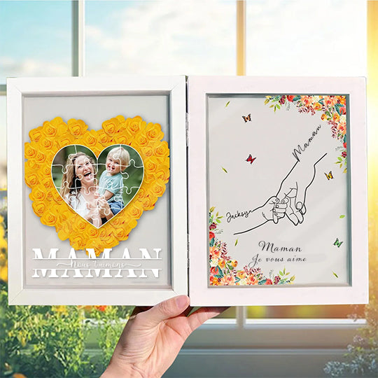 MAMAN, tu es la meilleure maman du monde - Cadre photo personnalisé avec prénoms d'enfants et fleurs