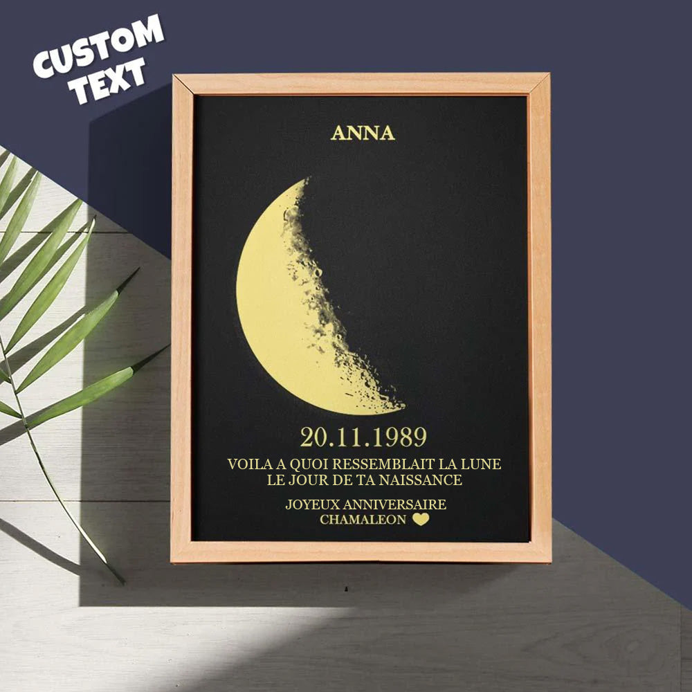 Cadre photo lune personnalisé joyeux anniversaire Pour Couple