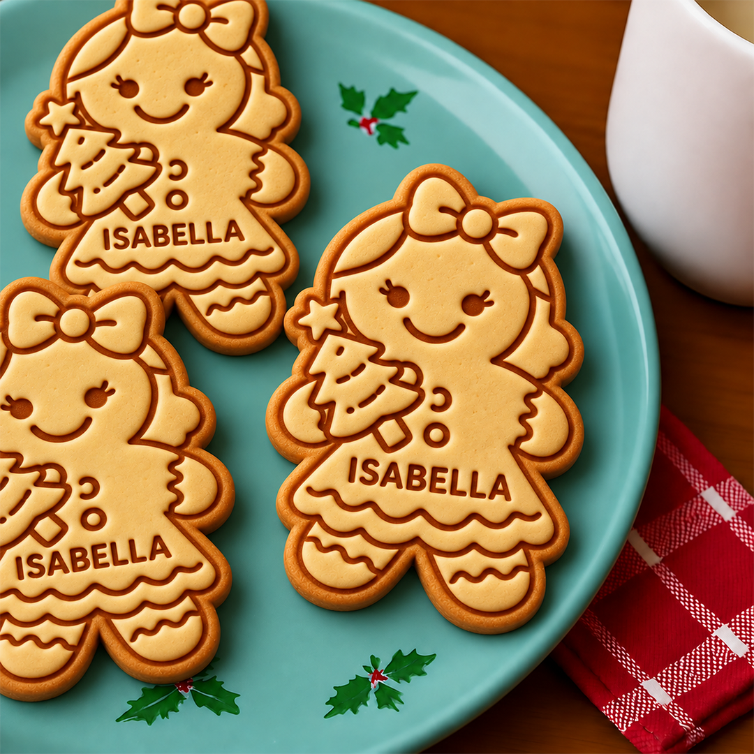 Emporte-pièce et tampon personnalisés pour biscuits en pain d’épices – Cadeau de Noël pour la famille