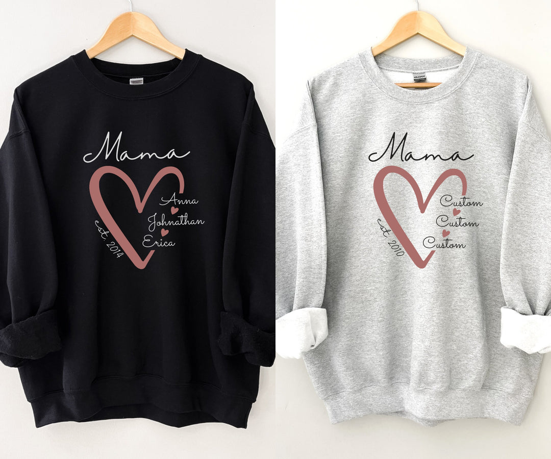 Sweat-shirt Personnalisé avec noms d'enfants - Cadeau unique pour la Fête des Mères