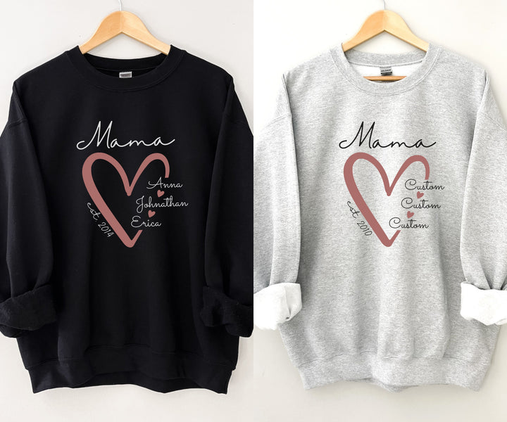 Sweat-shirt Personnalisé avec noms d'enfants - Cadeau unique pour la Fête des Mères