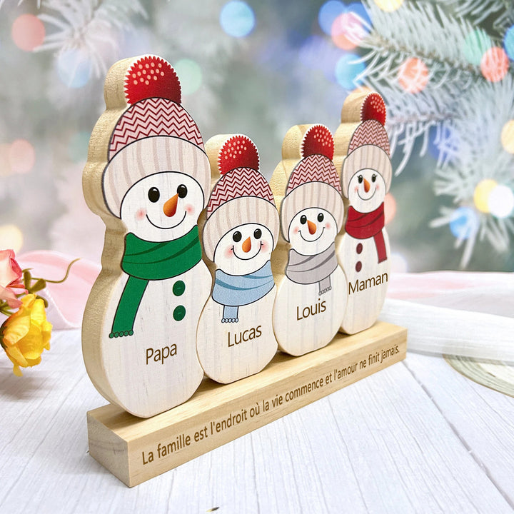 Puzzle de Noël personnalisé en bois, bonhomme de neige, cadeaux pour la famille