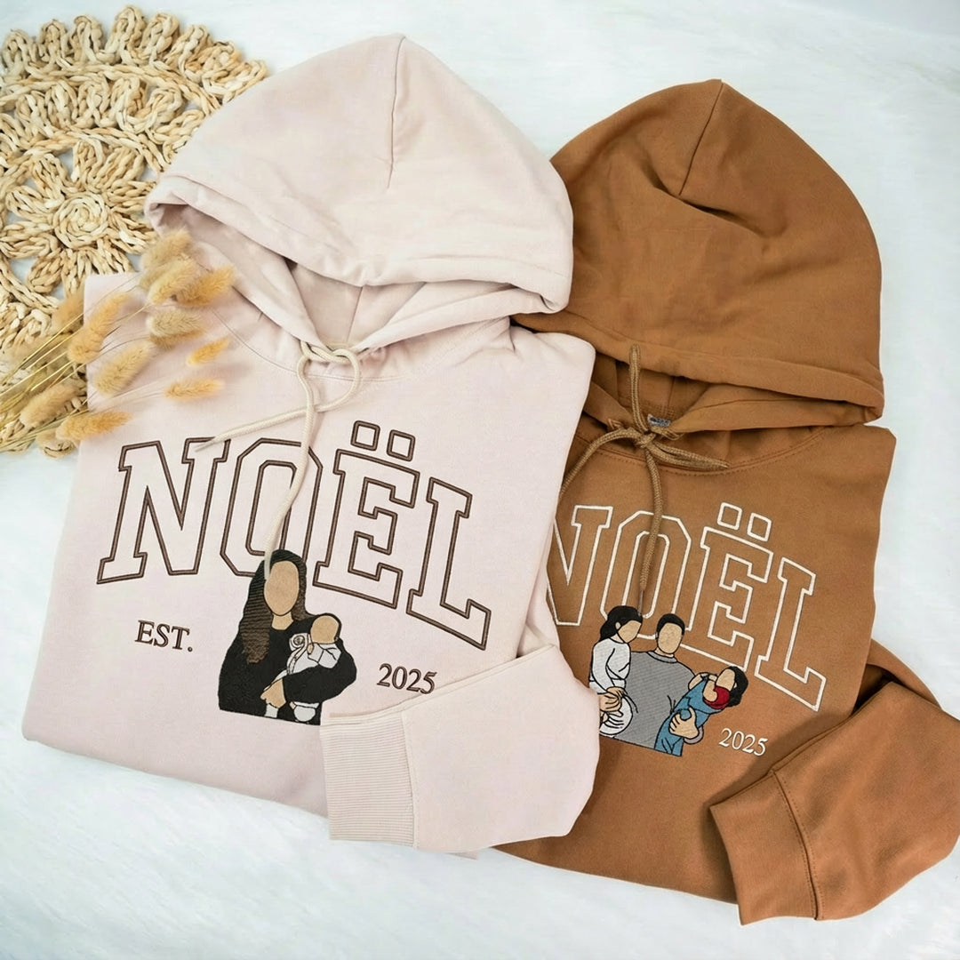 Sweat-shirt/sweat à capuche personnalisé avec surnom et photo brodée, cadeaux de Noël