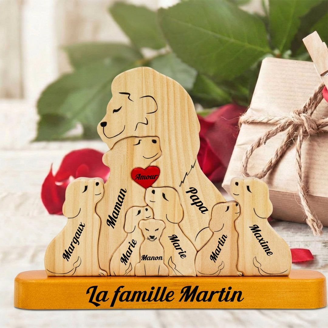 Puzzle personnalisé en bois Famille de lions – Cadeau personnalisés pour famille