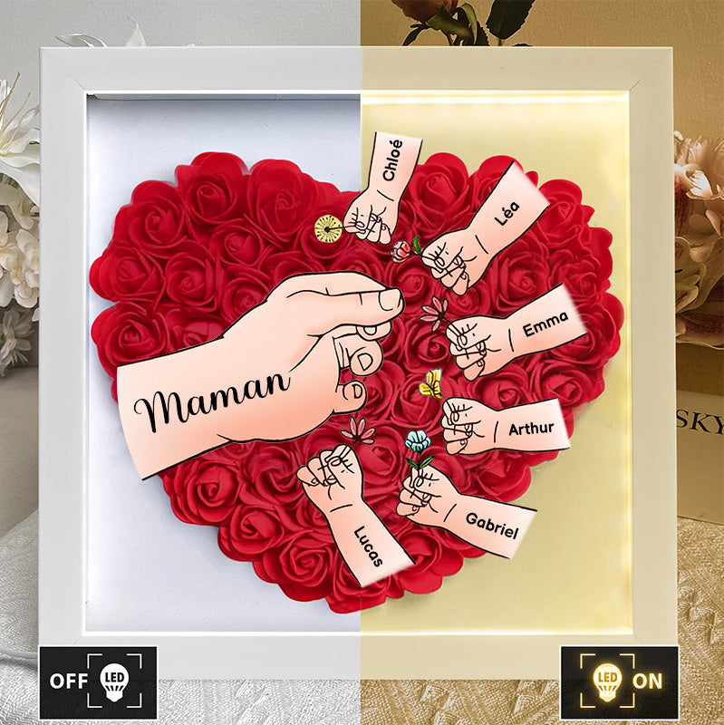 Cadeau Souvenir pour Maman – Boîtes à fleurs personnalisées avec 8 noms et motifs floraux